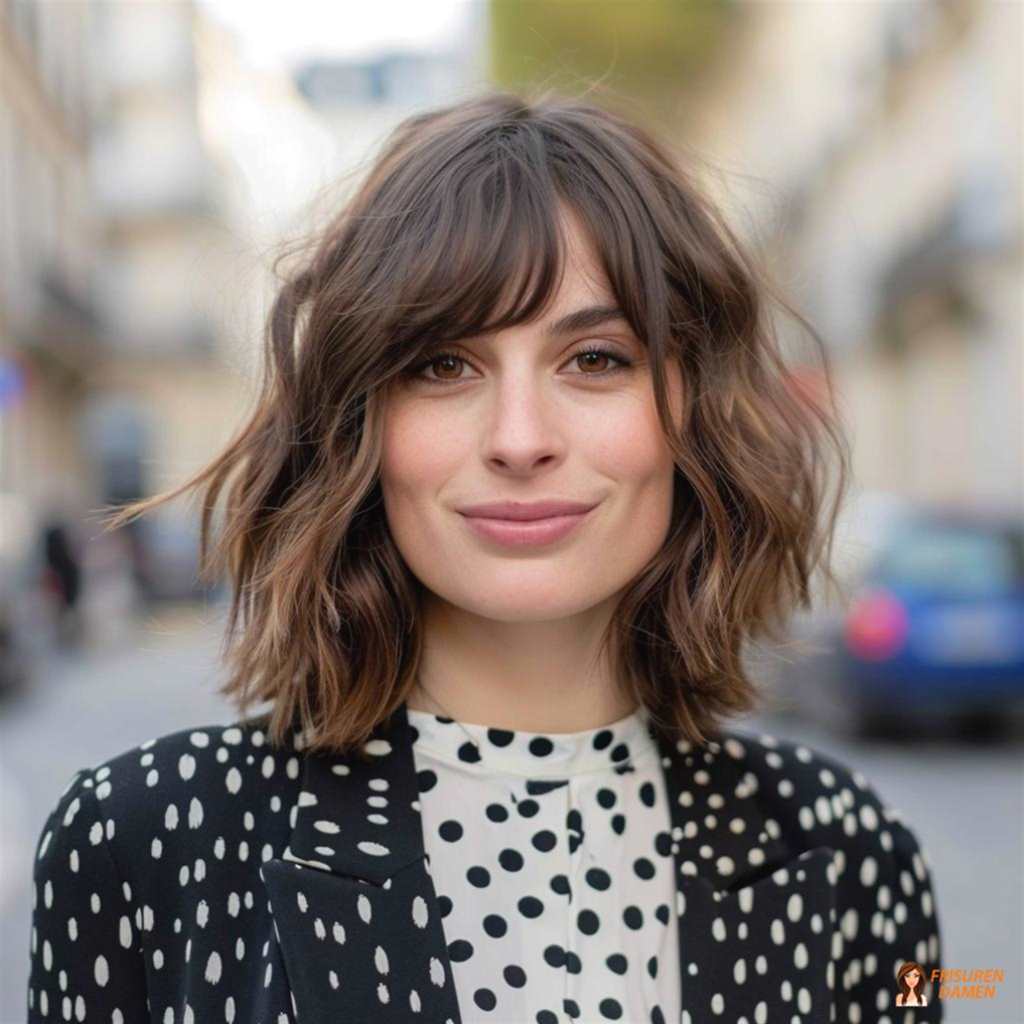 Frecher Lob mit Pony für Damen – moderner Rahmen und frischer Stil