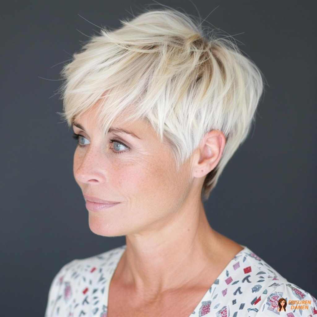 Frecher Pixie mit blonden Strähnen für Frauen ab 50