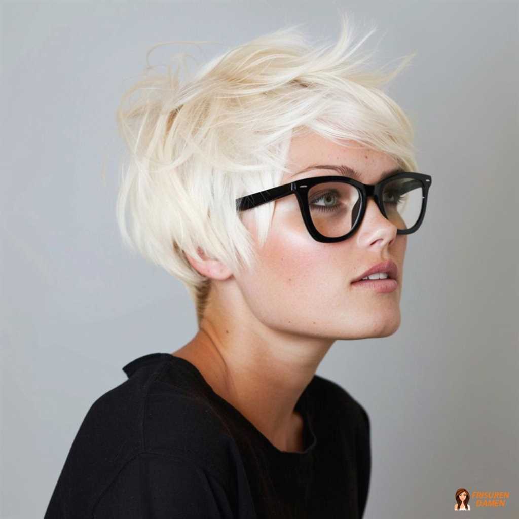 Frecher platinblonder Pixie-Cut für Damen – modern, leicht und auffällig