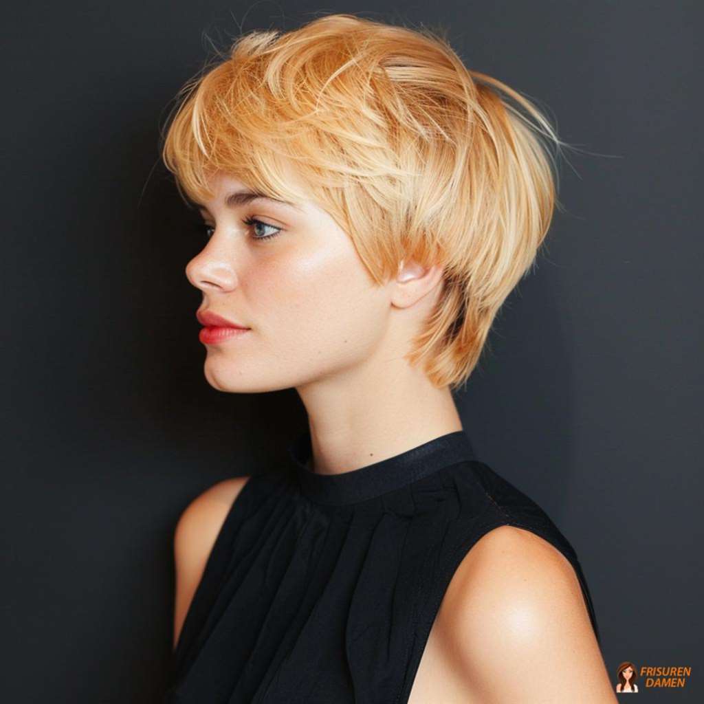 Shaggy Pixie mit stufiger Krone und lässiger Textur für einen modernen Twist