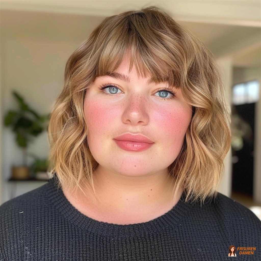 Frischer Bob mit sanften Wellen für mollige Frauen, weich und vorteilhaft