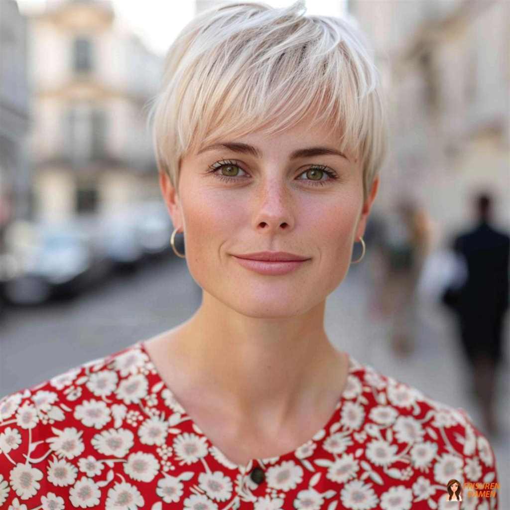 Frischer Pixie Cut für Damen, moderner Stufenschnitt