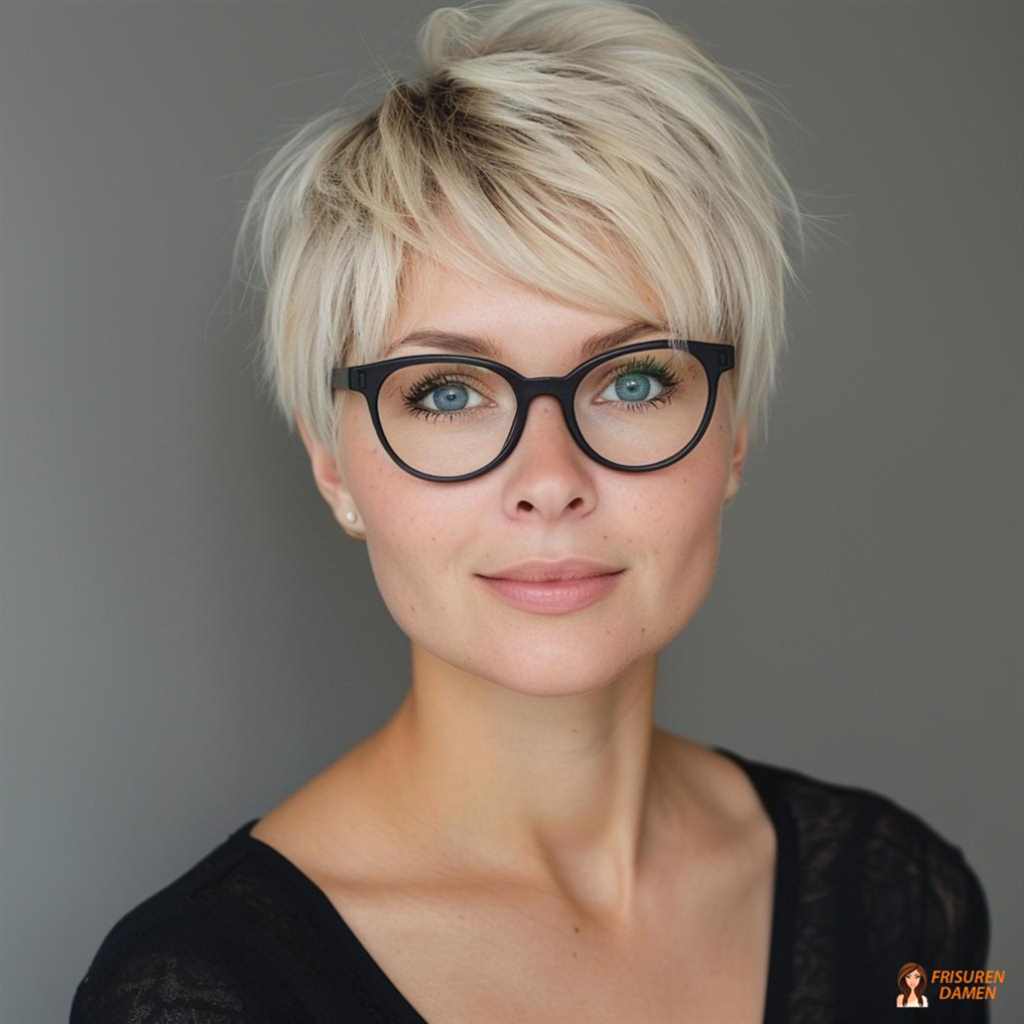 Leichter, frischer Schnitt für Frauen ab 60 mit Brille und luftiger Textur