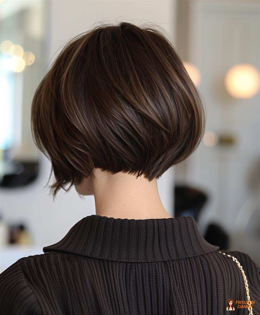 Bob für Frauen mit geschmeidigem Schwung, der hinten lebendig fällt