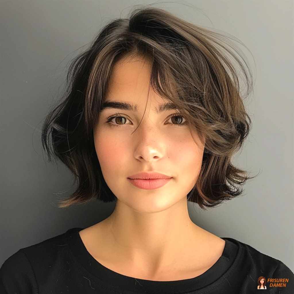 Gewellter Bob mit Pony mittellang