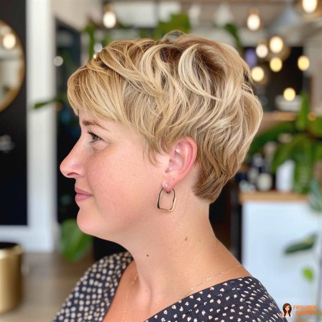 Kurzer Bob für Frauen mit sanften Wellen, natürlicher Bewegung und schmeichelndem Rahmen