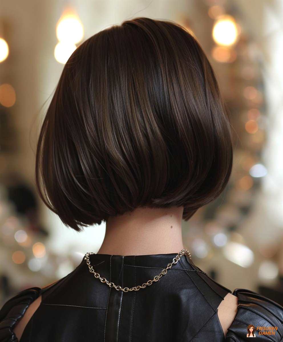 Kastanienbrauner Bob für Frauen mit warmem Glanz in der Rückenansicht