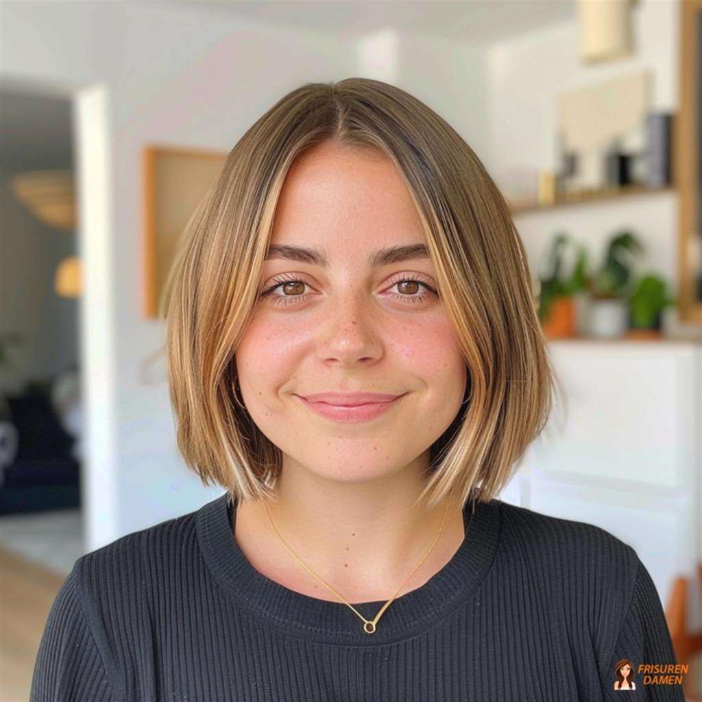 Glatter Bob mit Mittelscheitel für Frauen, präziser Schnitt mit elegantem Glanz-Effekt