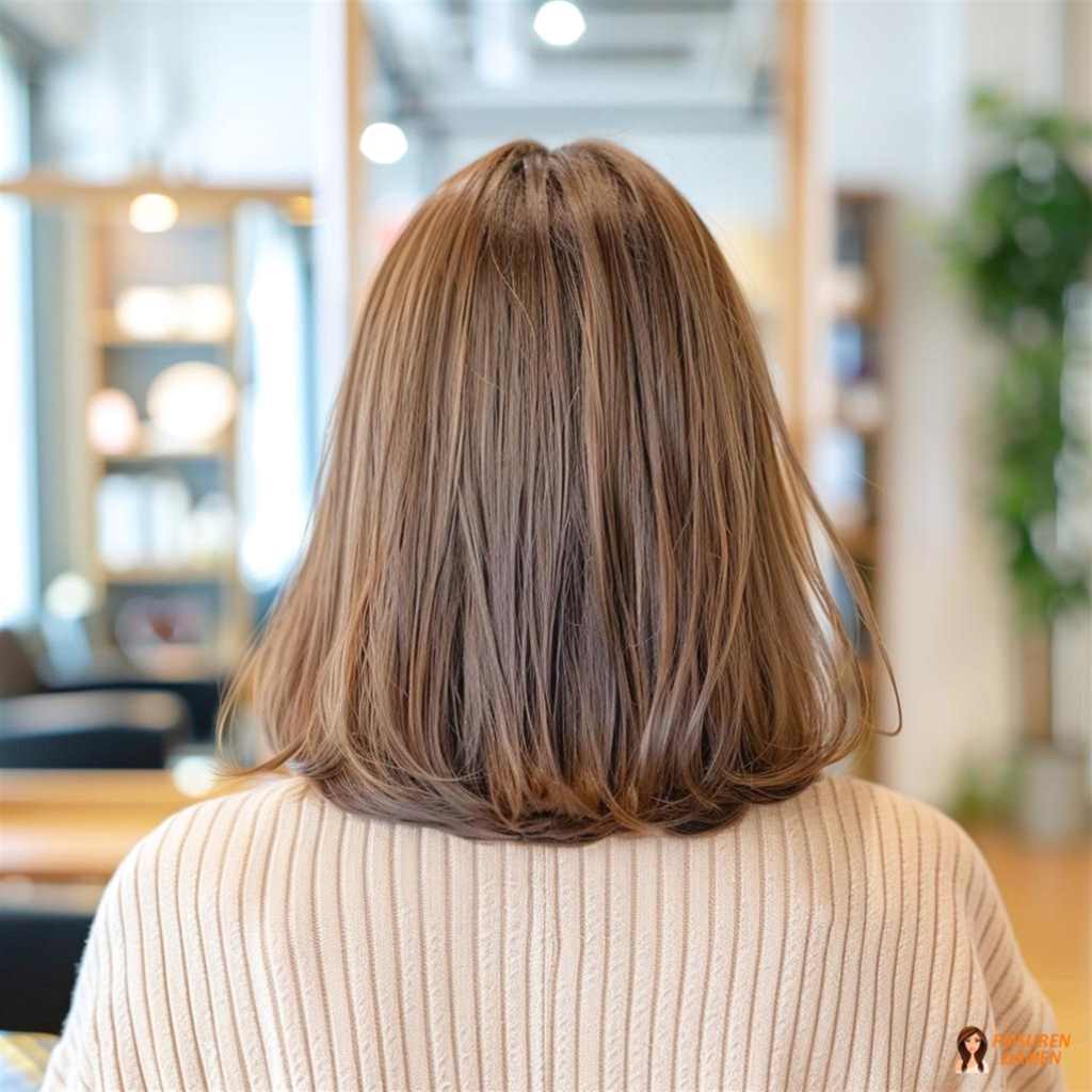 Braune Haarfarbe für Frauen im glatten Bob mit präziser Kontur und edlem Glanz-Finish
