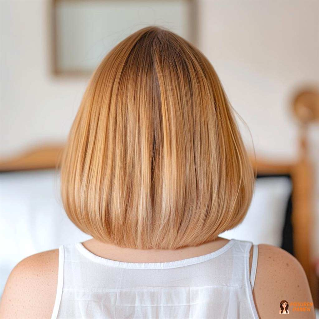 Braune Haarfarbe für Frauen im glatten Karree mit präziser Kontur und edlem Glanz