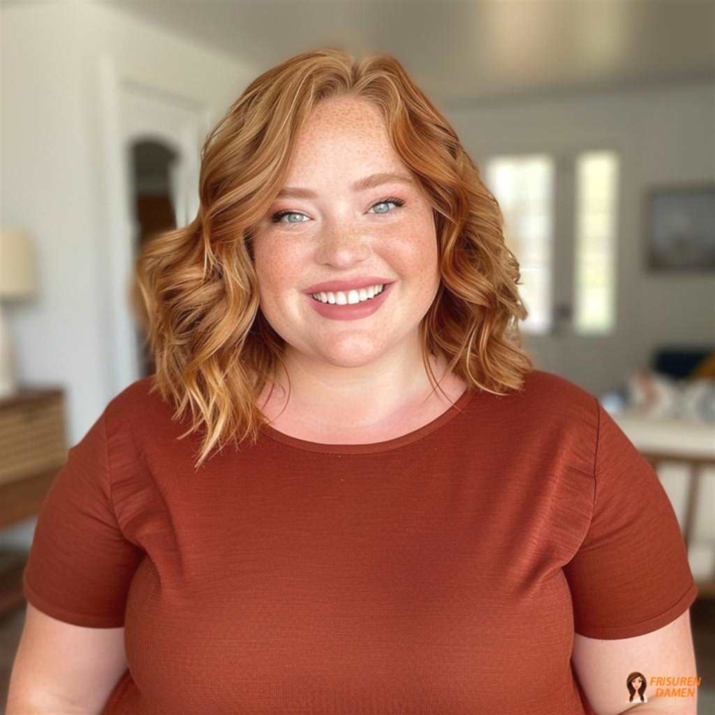 Halbkurzer Bob für mollige Frauen, feminines Flair und streckende Proportionen