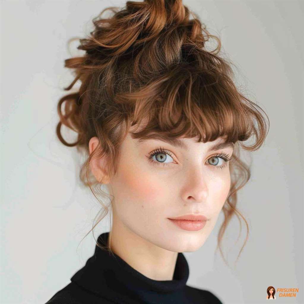 Hochgesteckte Frisur mit Lockenpony für Frauen