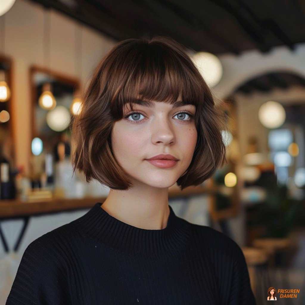 Stufenbob mit Pony und Textur, der das Gesicht weich rahmt und modern wirkt