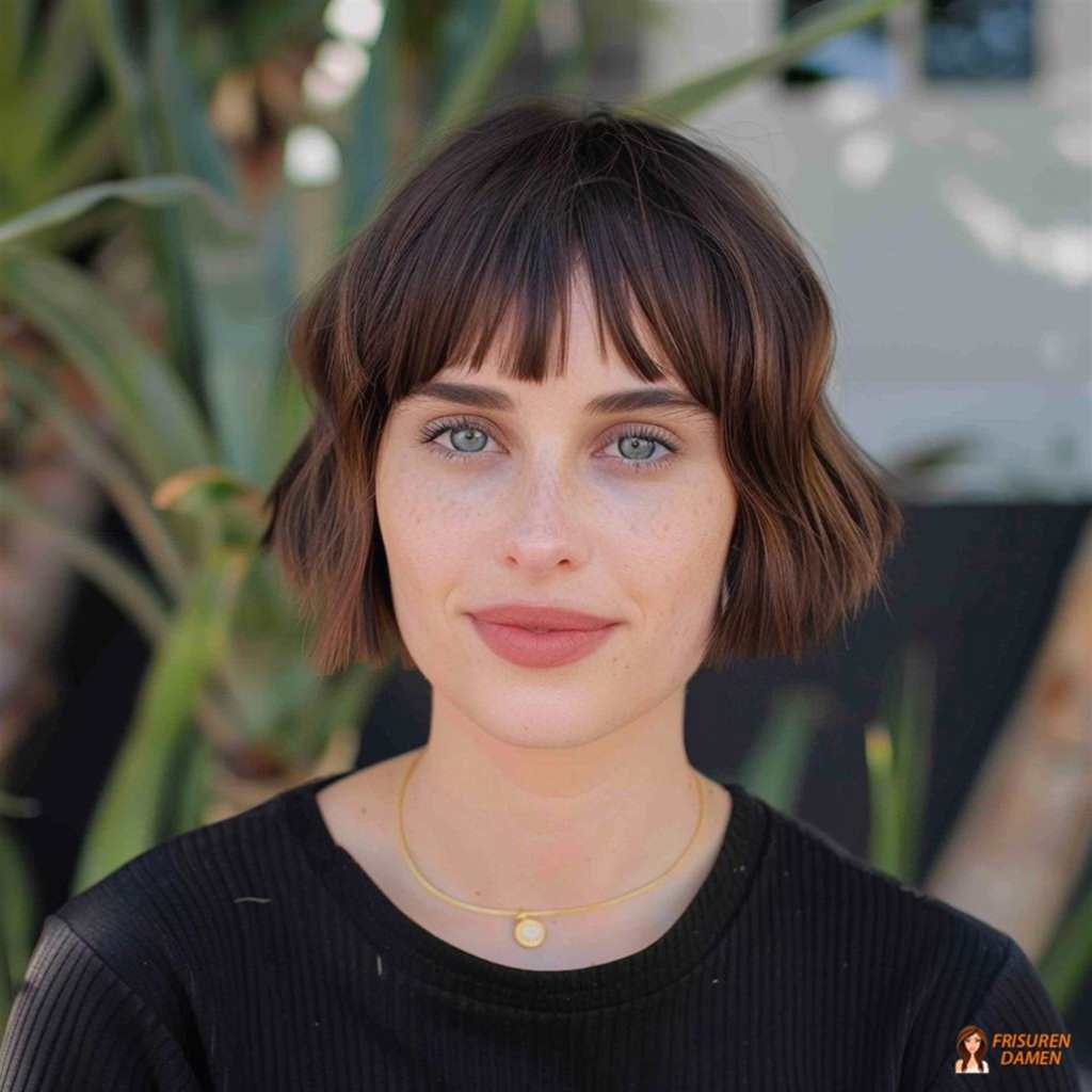 Kinnlanger Bob mit Pony für Damen, klassischer Stufenschnitt