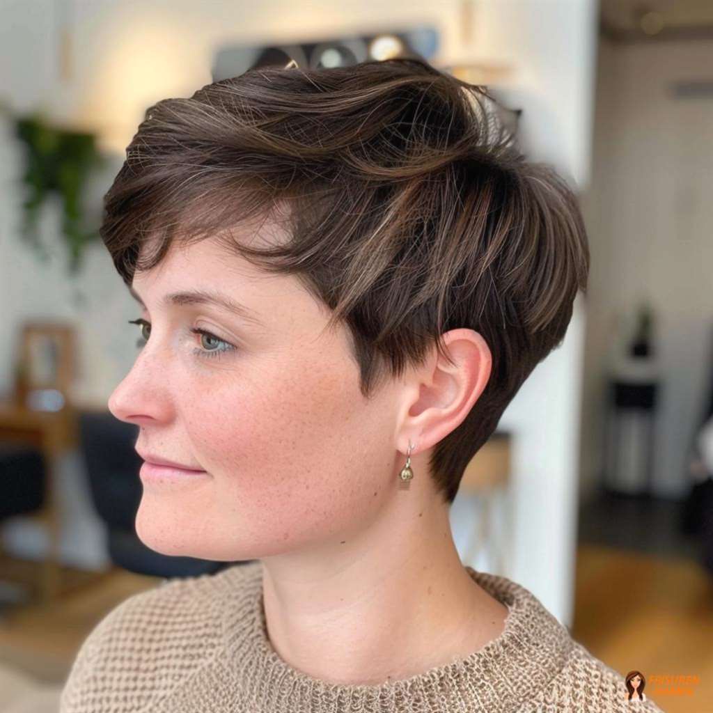 Klassischer Pixie Cut mit Seitenscheitel für Damen