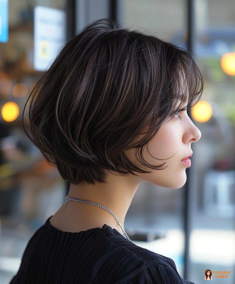 Geradliniger Kurz-Bob für Frauen mit klarer, moderner Rückenansicht