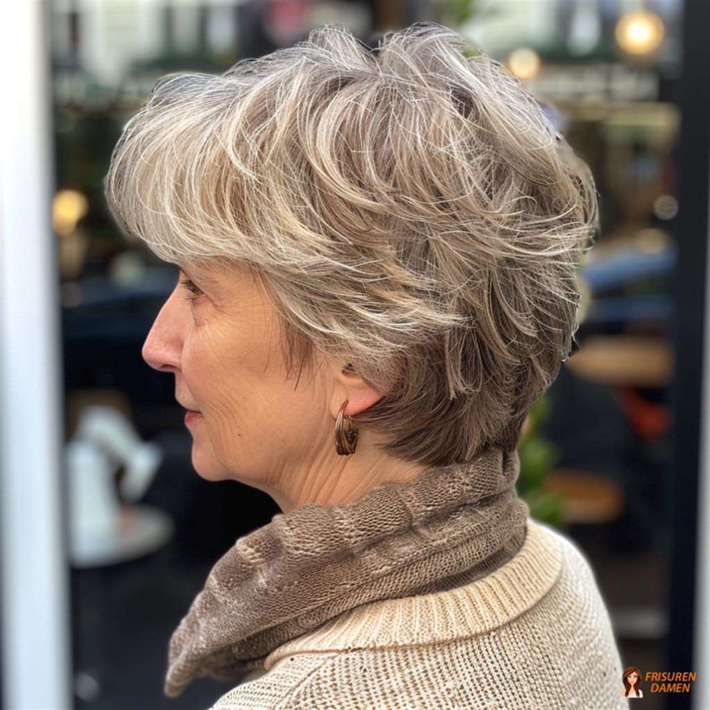 Klassischer, eleganter Haarschnitt für Frauen ab 60 ohne Brille