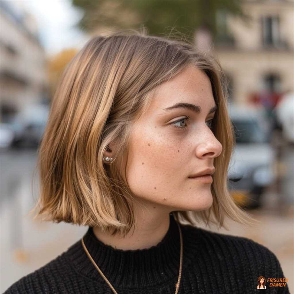 Hellbraune Haarfarbe für Frauen im klassischen Bob mit natürlicher Ausstrahlung und sanftem Glow