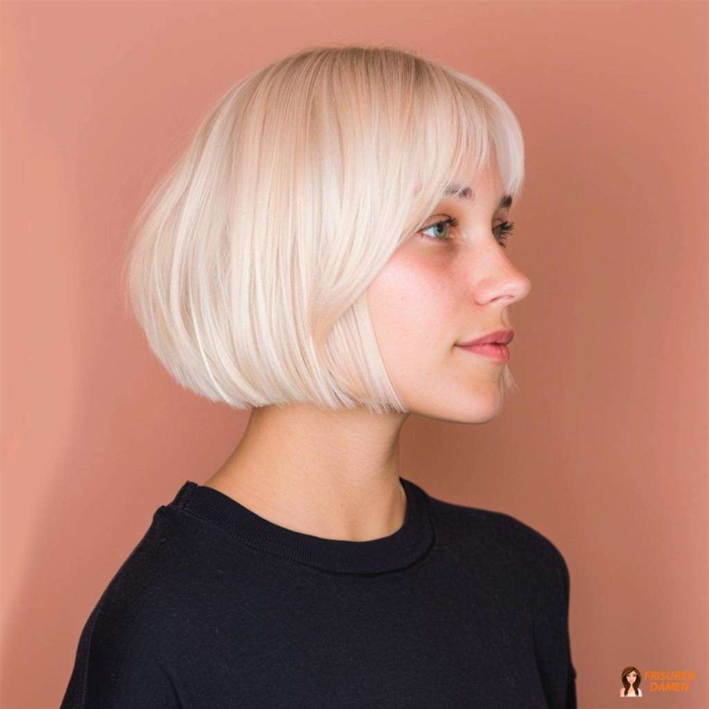 Klassischer Bob mit Pony für Damen – weicher Rahmen und betonte Augenpartie