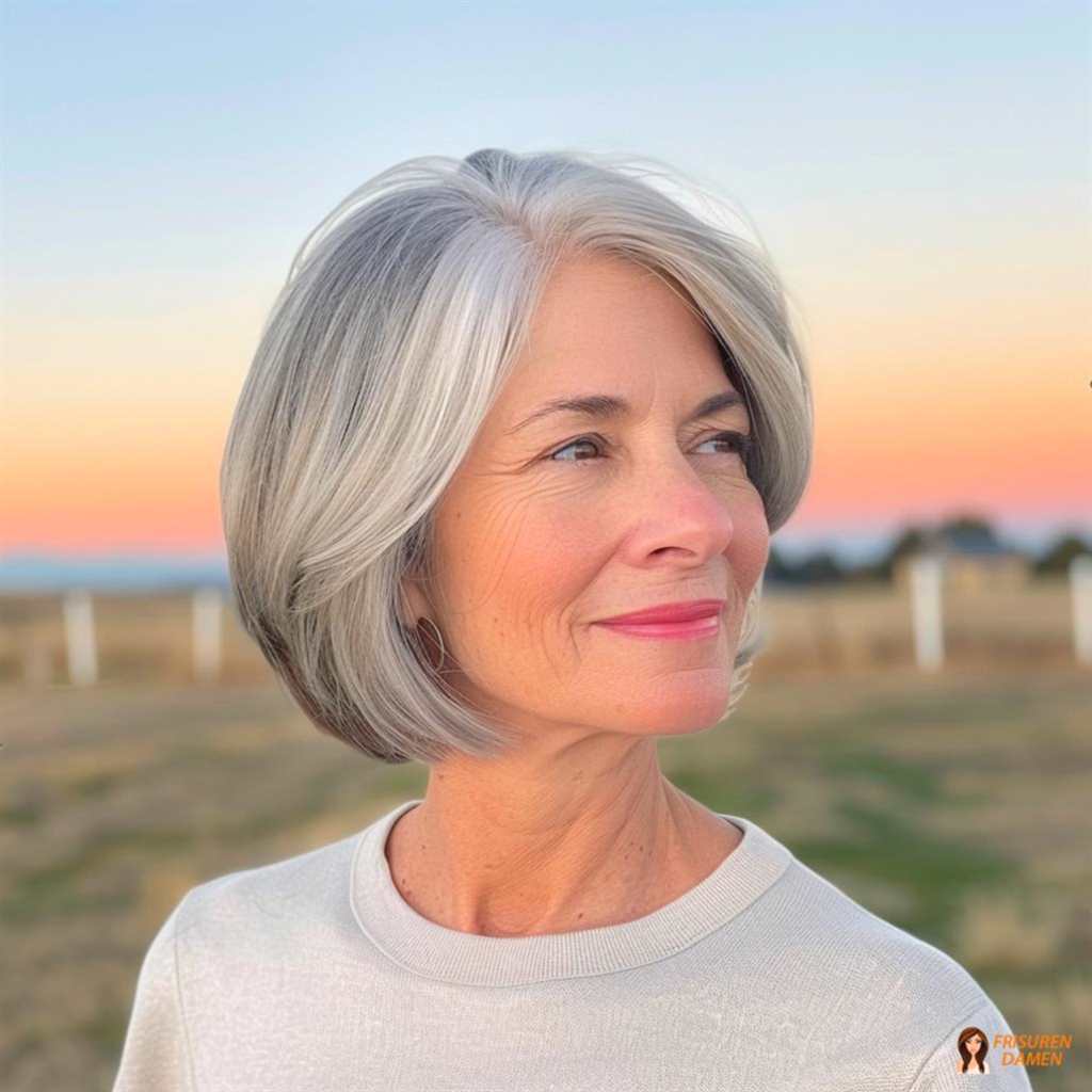 Klassischer Bob mit weichem Pony und sanften Stufen für eine schmeichelhafte Kontur ab 50