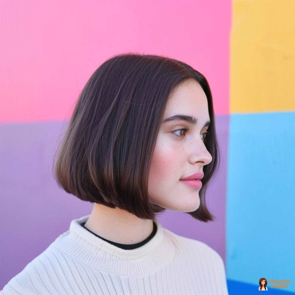 Klassischer glatter Bob für Frauen, zeitloser Schnitt mit sauberer Kontur und edlem Effekt