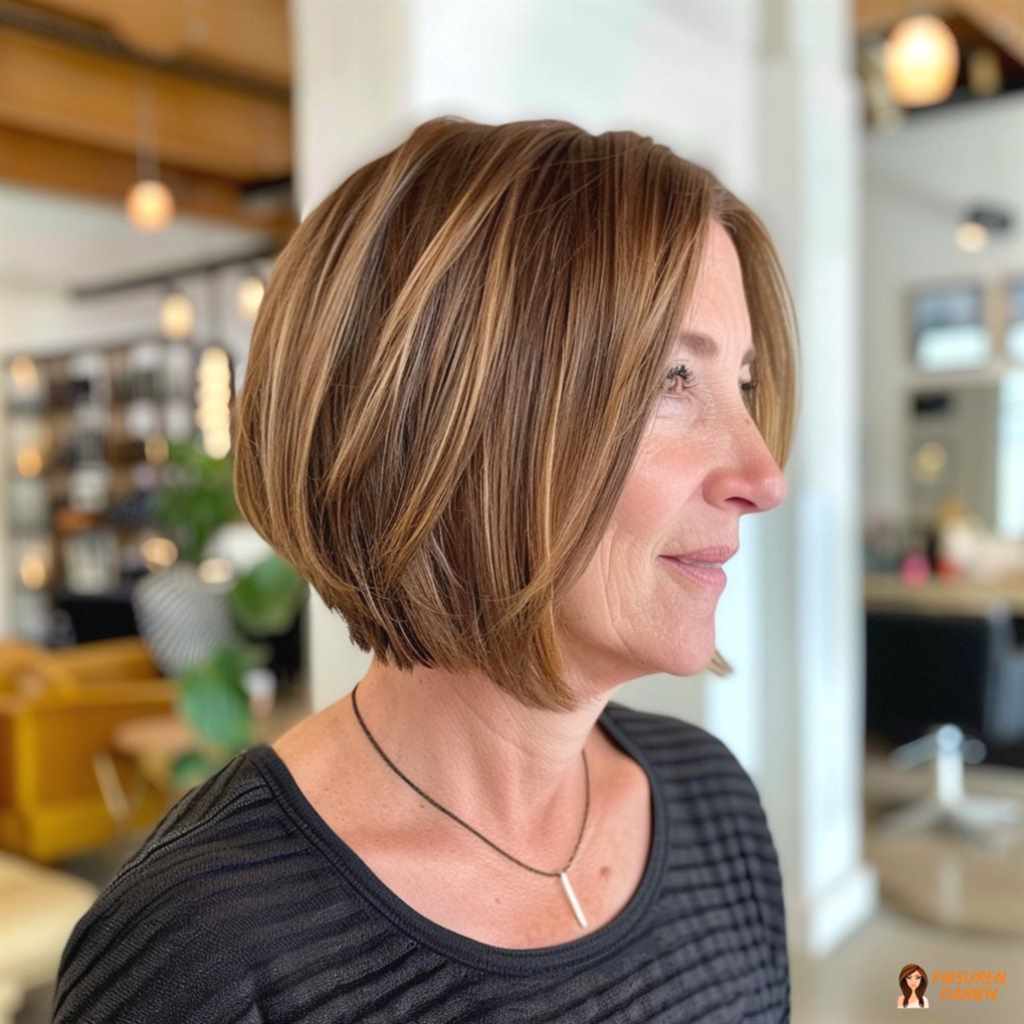 Klassischer glatter Bob für Frauen ab 50 mit feinem Haar, gepflegte Linie und edler Look-Effekt
