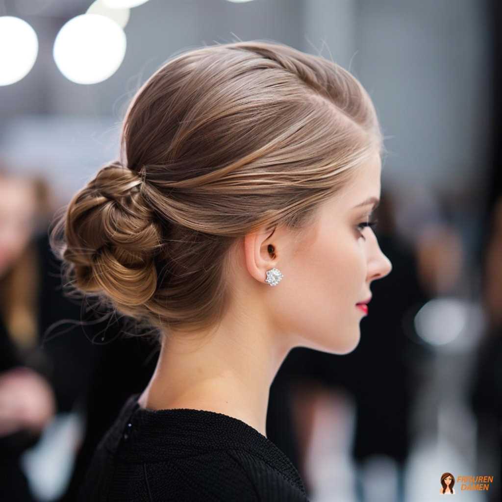 Klassischer Low Bun für Frauen ab 30, elegant und gepflegt mit sanftem Finish