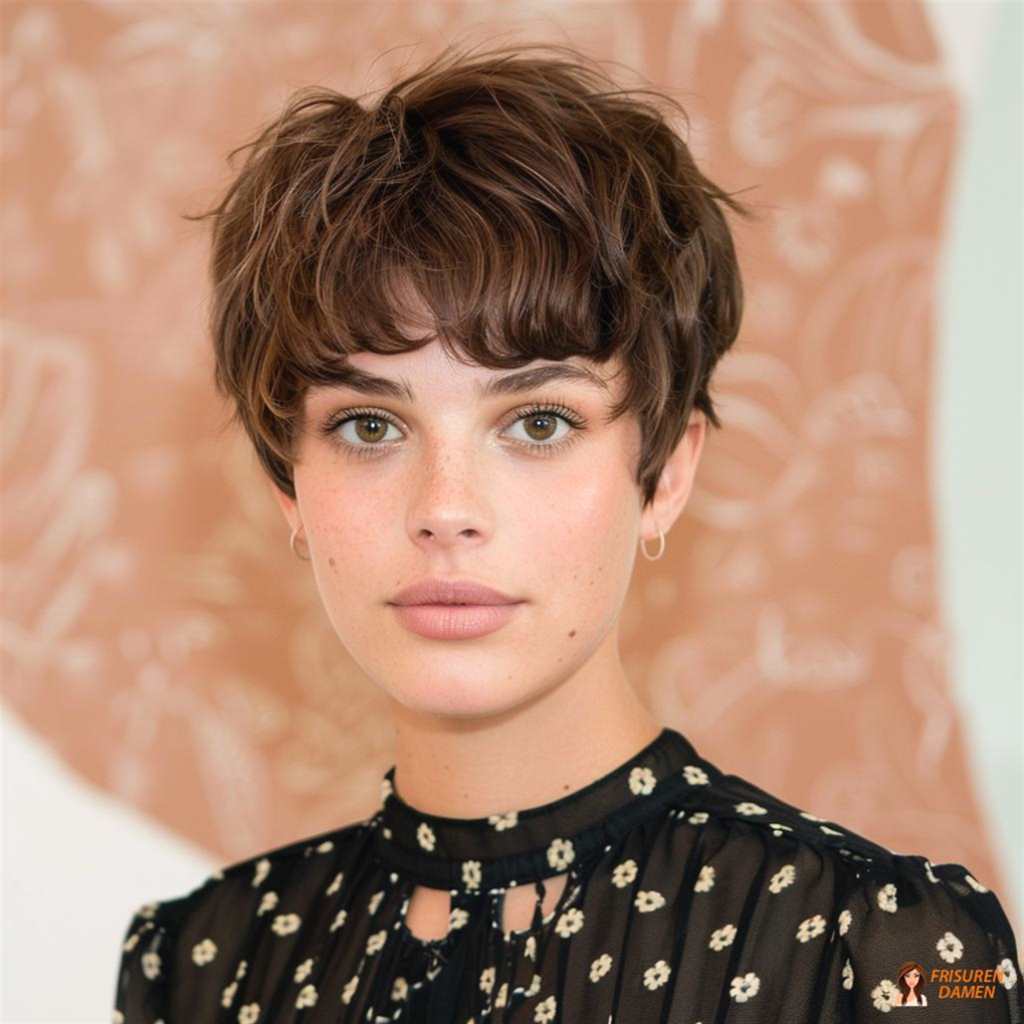 Klassischer Pixie für Frauen mit feinen Locken und sanftem Volumen