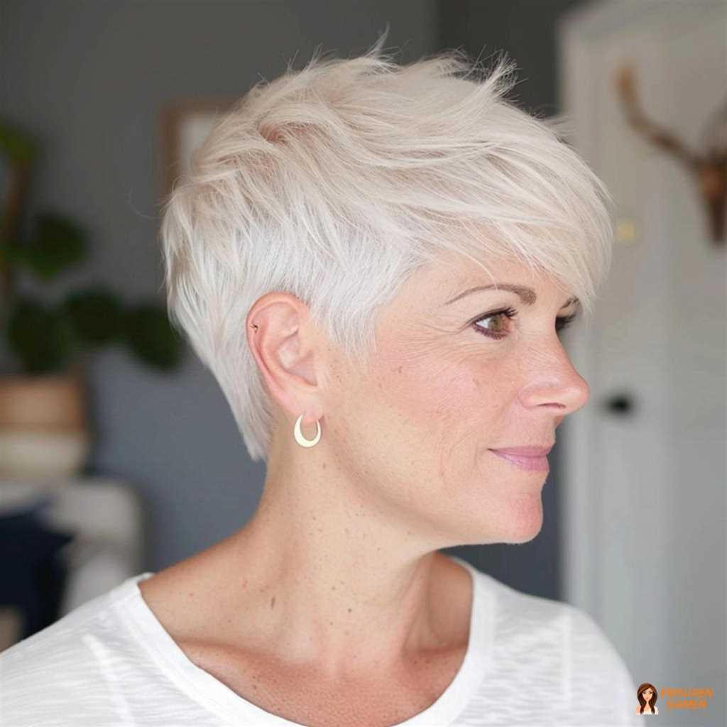 Klassischer Pixie mit sanften Übergängen für ältere Frauen