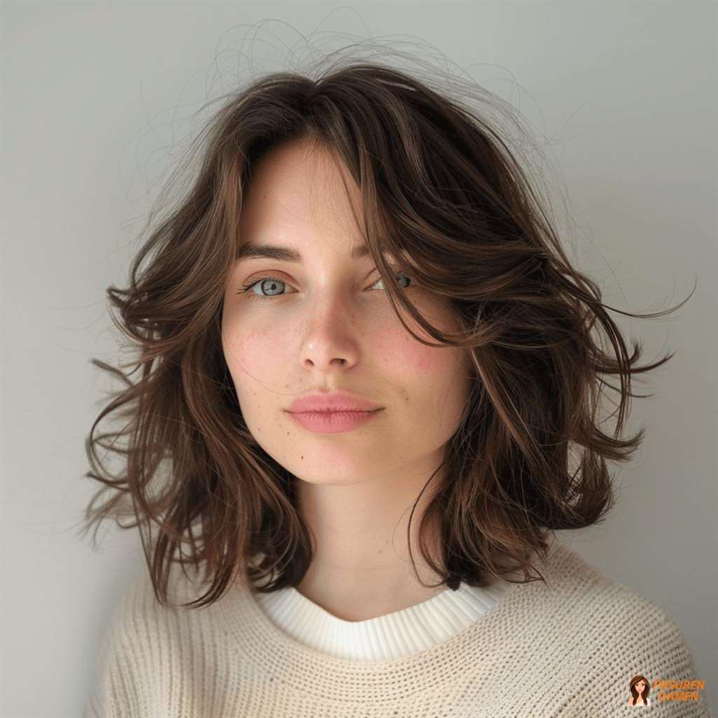 Klassische halblange Frisur für Damen mit modernem Twist und sauberer Kontur