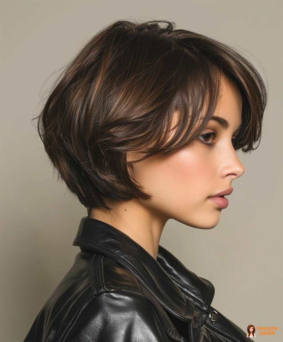 Schwarz-Weiß Bob für Frauen mit klarer, grafischer Rückenansicht