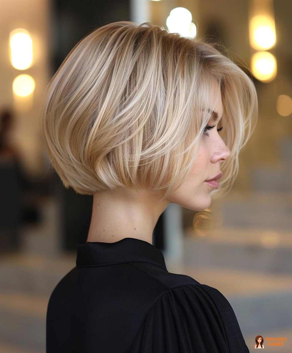 Klassischer schwarzer Bob für Frauen 2026 mit präziser Rückenansicht