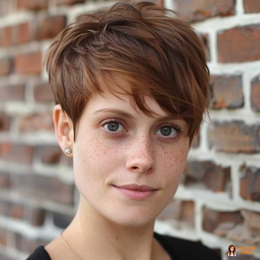 Kurzer strukturierter Haarschnitt für runde Gesichter mit modernem Volumen