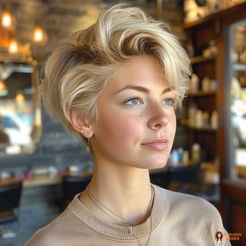 Kurz und schwungvoll in Blond 2026 für Damen mit jugendlichem Effekt und Bewegung