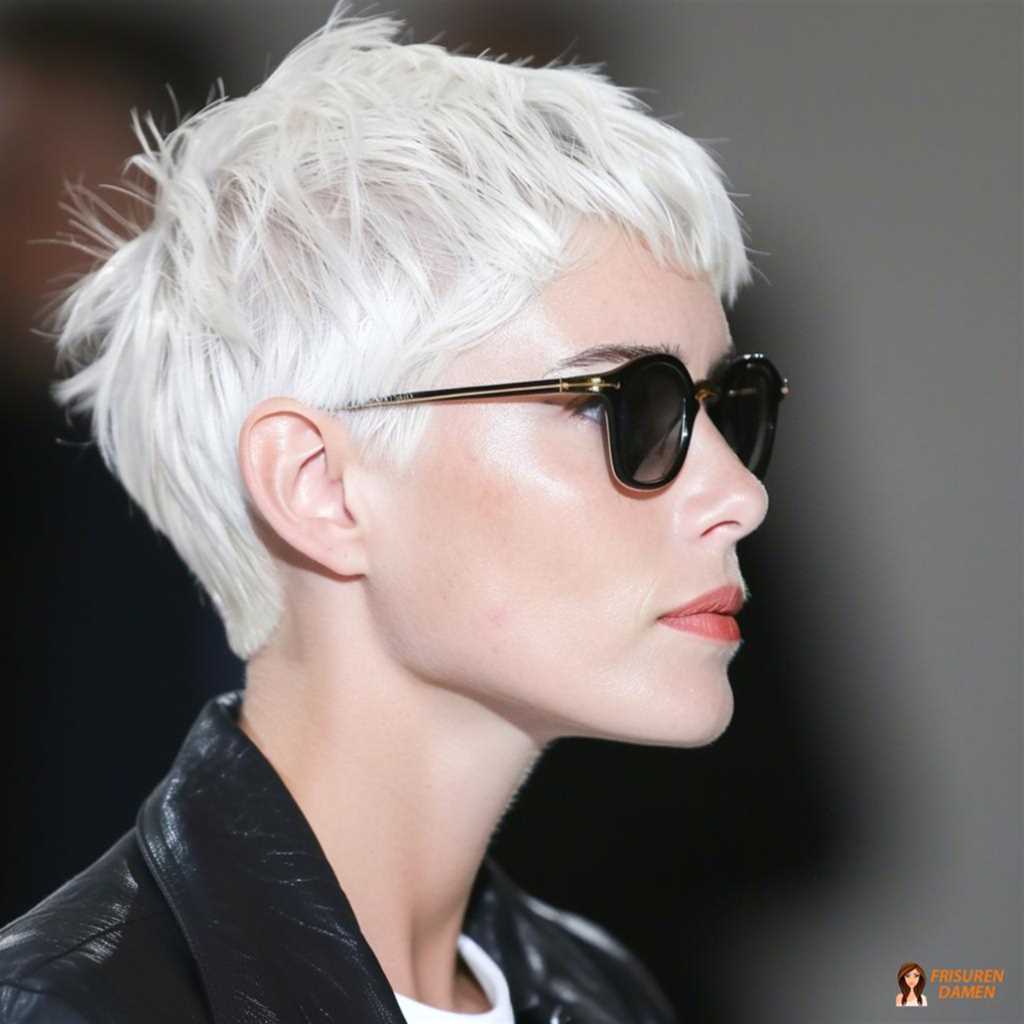 Kurzer strukturierter Seitenlook als moderner Kurzhaarschnitt ab 50