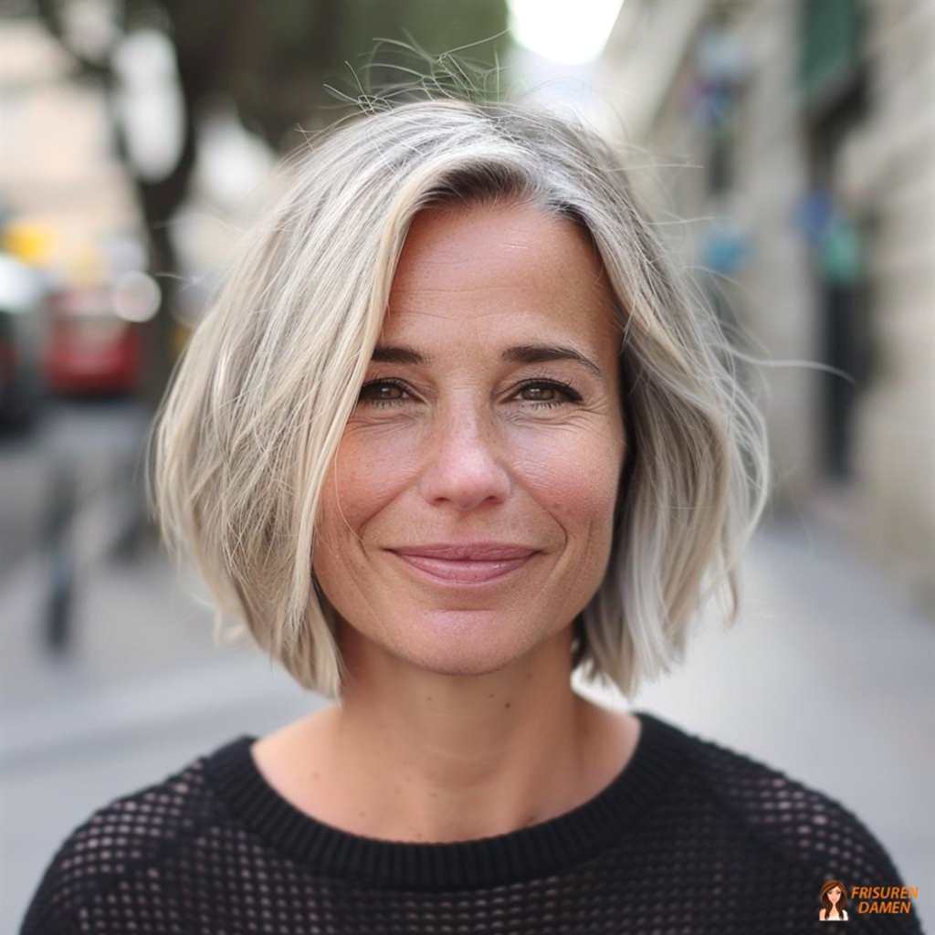 Lässiger Bob für Frauen ab 50 mit feinem Haar, sanfte Wellen und entspannter Volumen-Effekt