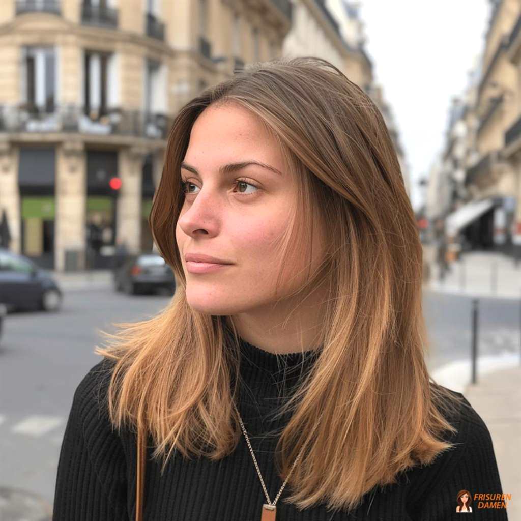 Braunblonde Haarfarbe für Frauen im lässigen Long Bob mit Trend-Finish und weichem Glow