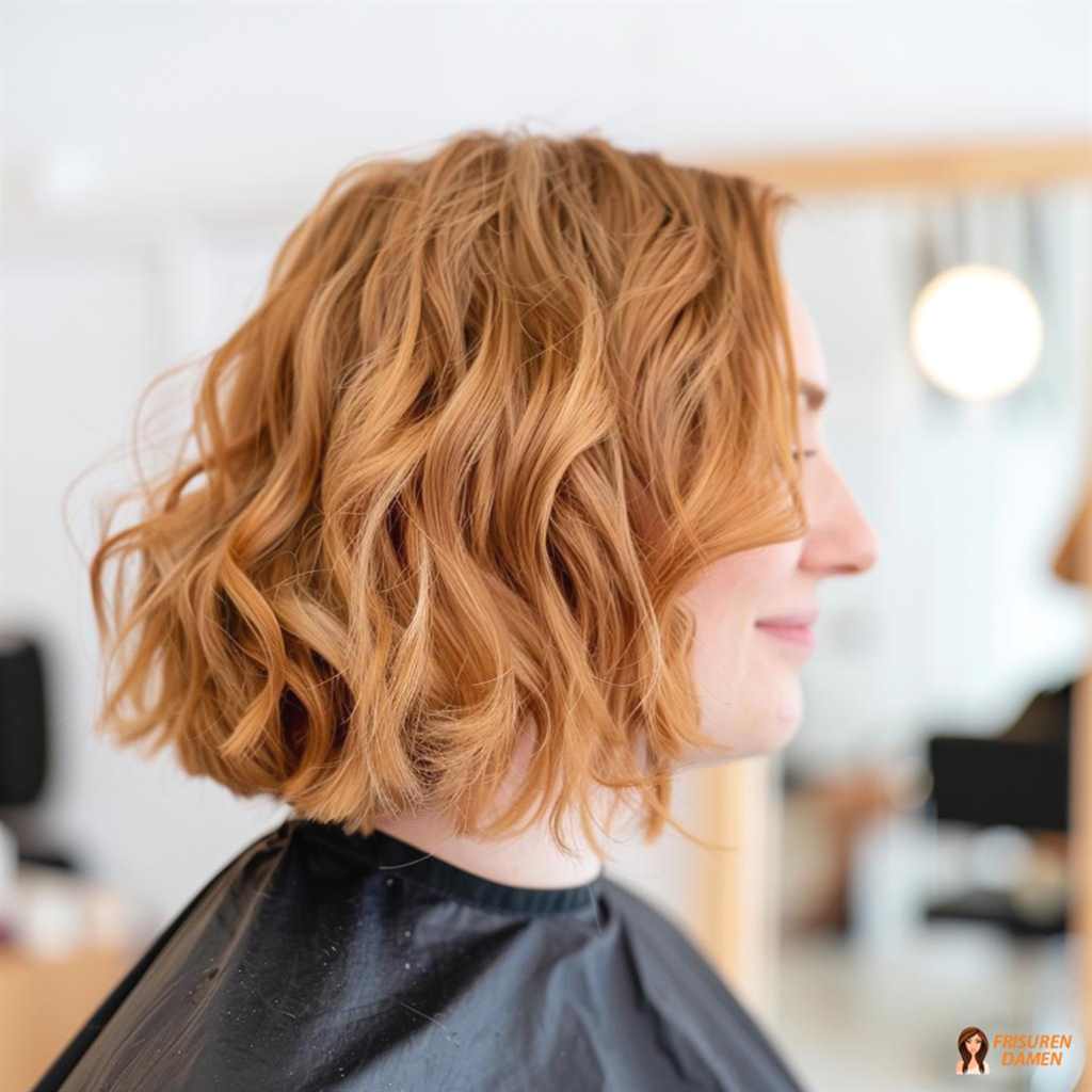 Kupfer Wavy Bob für Frauen ab 30, warmer Stil mit lebendiger Ausstrahlung