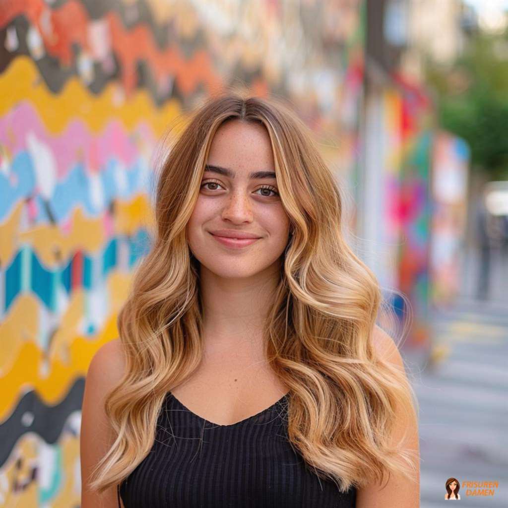 Lange weiche Wellen mit Ombre für Frauen ab 30, sanfter Farbverlauf mit edlem Effekt
