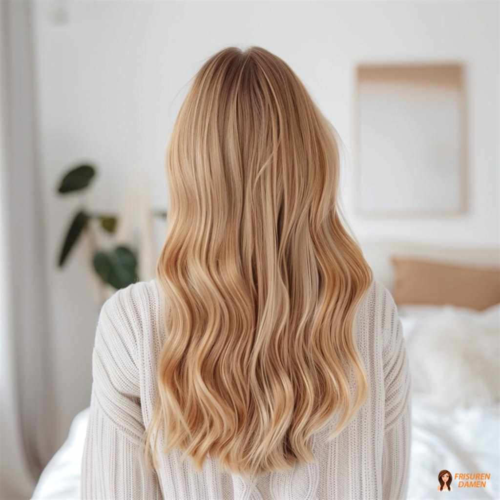 Braune Haarfarbe für Frauen mit langen Wellen, weicher Tiefe und glamourösem Glanz-Effekt