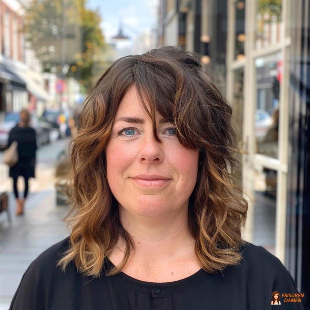 Langer Bob mit Volumen für mollige Frauen, streckende Länge und moderner Look