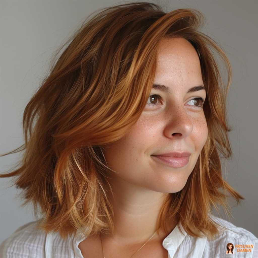 Mittellange Frisur mit sanften Wellen für Frauen