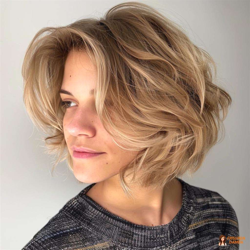 Leichte Wellen und sanfte Stufen bei mittellangem Haar