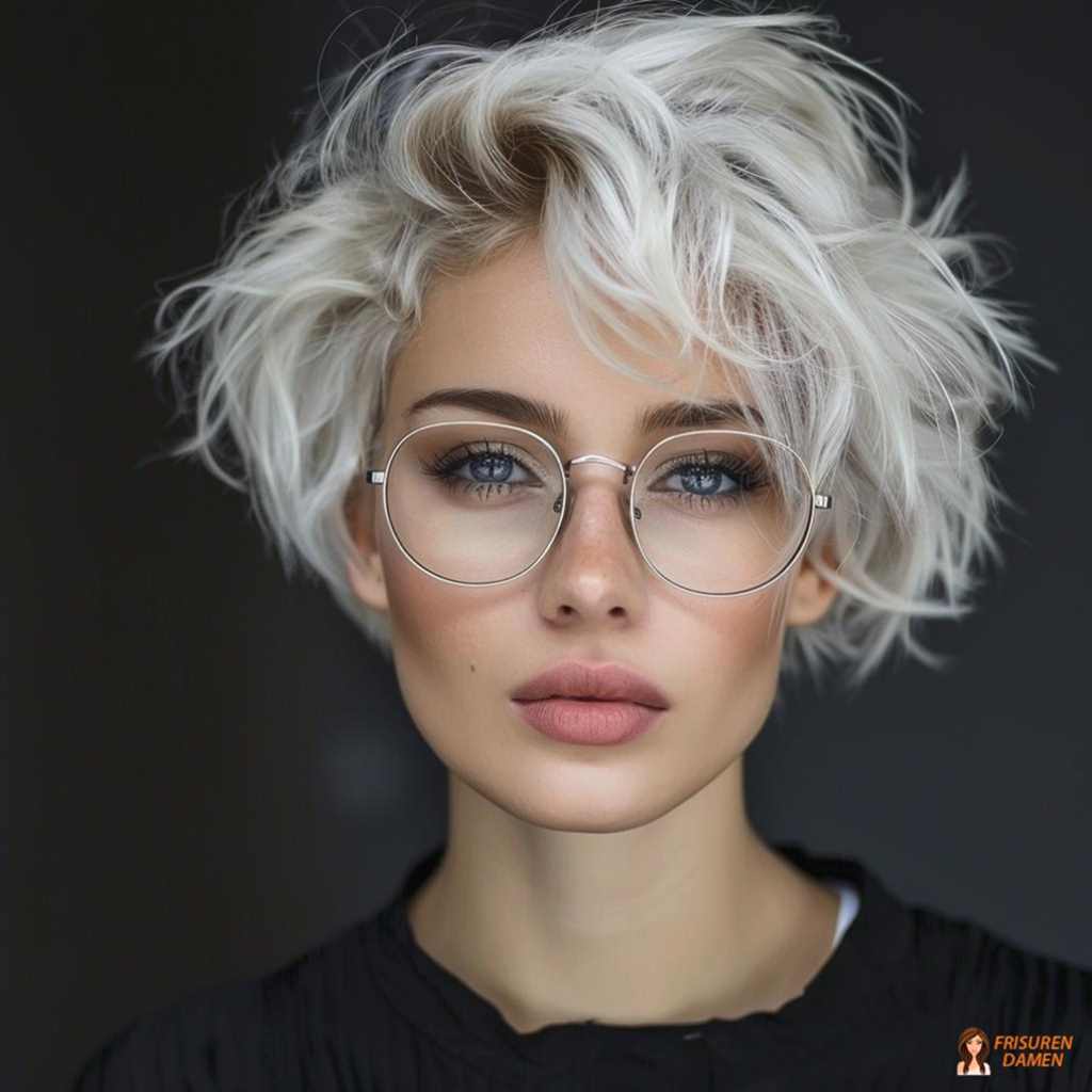Charismatische Lockenfrisur für Frauen ab 60 mit Brille und weichem Volumen