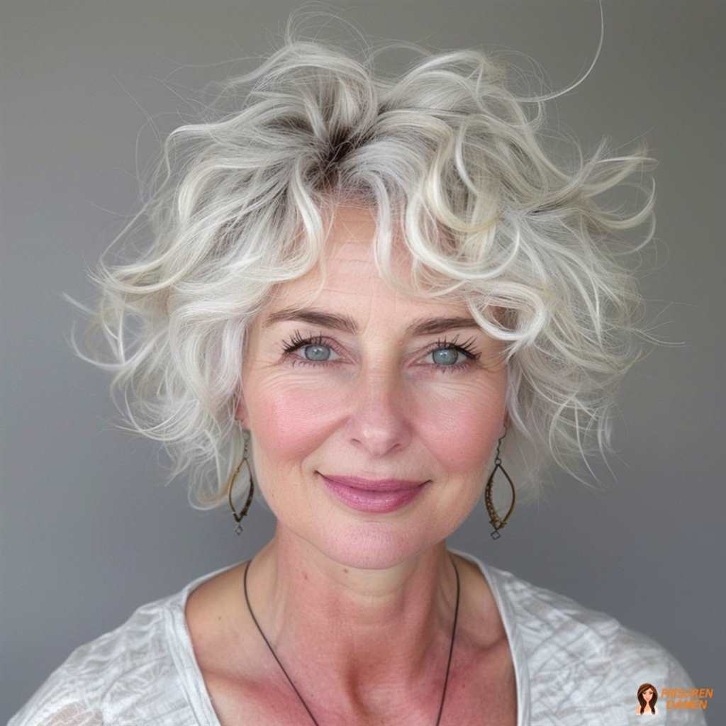 Weiche Lockenfrisur für Frauen ab 60 ohne Brille mit natürlichem Volumen