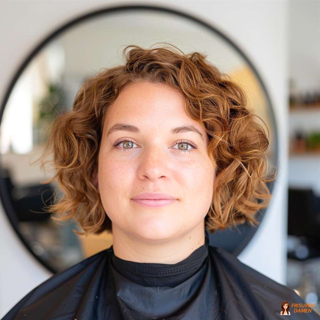 Lockiger Bob für mollige Frauen mit Doppelkinn, weich fallend und schmeichelhaft