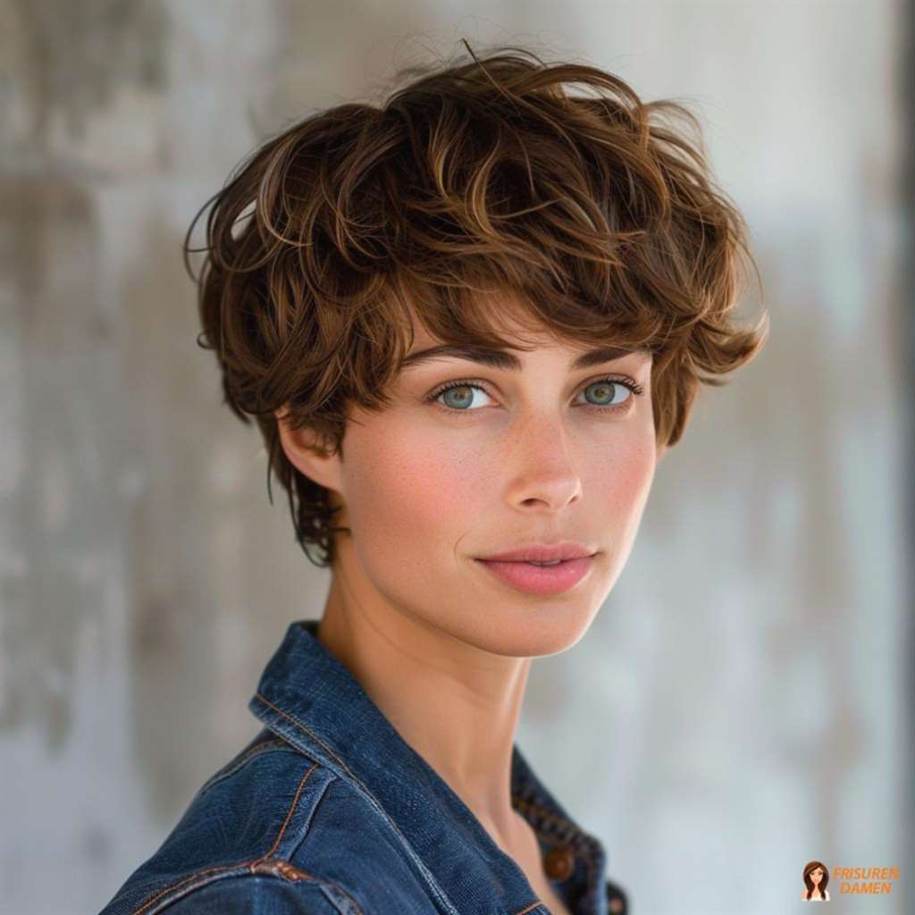 Lockiger Kurzstyle für Frauen ab 60 ohne Brille mit natürlichem Charme