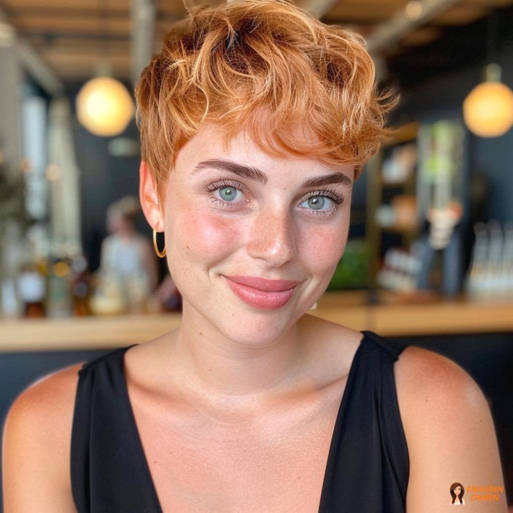 Lockiger Undercut Pixie in Rotblond für Damen mit markantem Stil