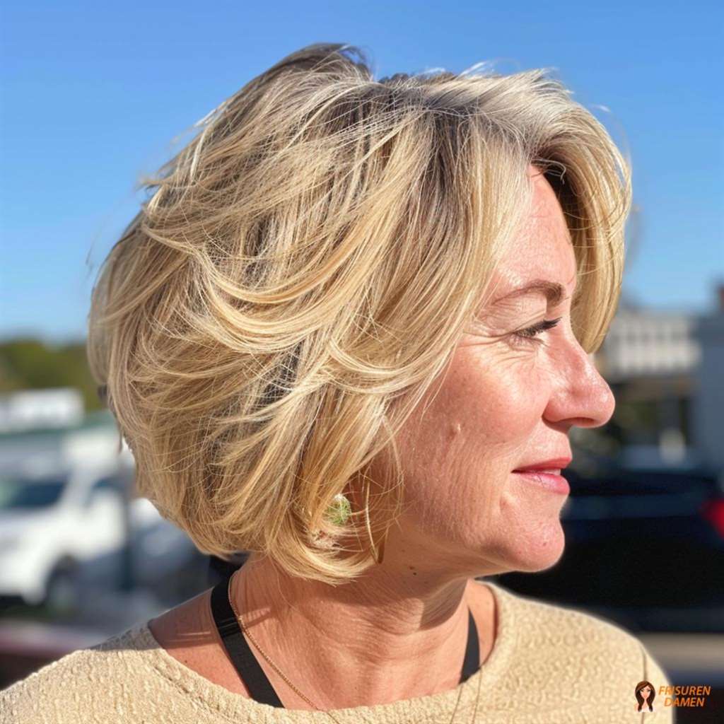 Luftiger gestufter Bob für Damen, kurze Haare mit sanfter Bewegung