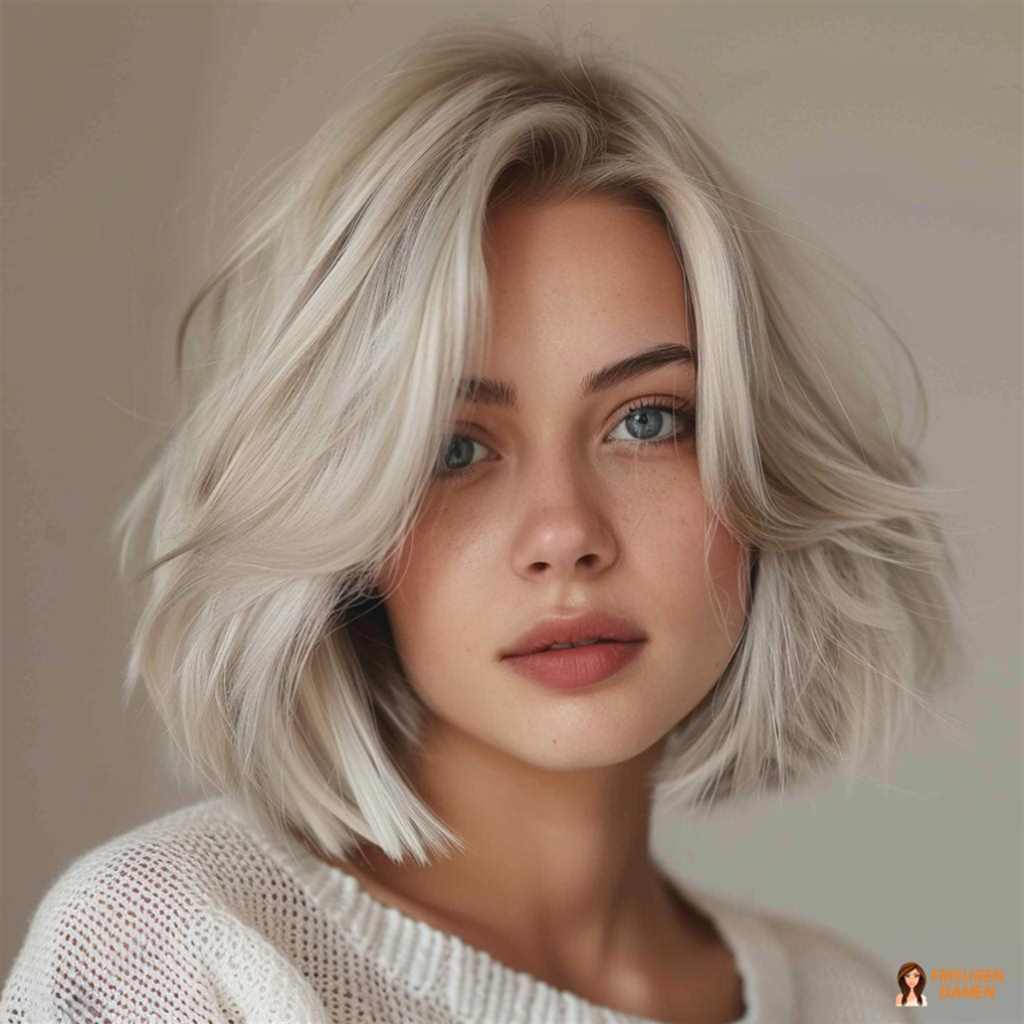 Minimalistische graue Frisur mittellang für Frauen